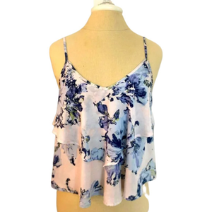 NWOT ASTR Nordstrom Pink‎ Floral Tank Ruffle Top Tank Large